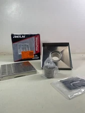 RELN 6" x 6" Stainless Steel Square Shower Drain Wave Pattern Drain Cover