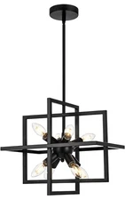 Yasince Modern Small Metal Black Chandeliers, 8-Light Geometric Pendant 