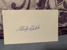 Stanley Coveleski autographed index card.   MLB HOF 1969.