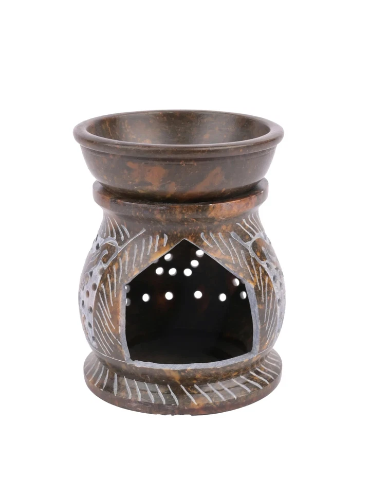 Soapstone carved Oil Burner Aroma Diffuser - 4 inches ( set of 2 ) - Image 3 of 4