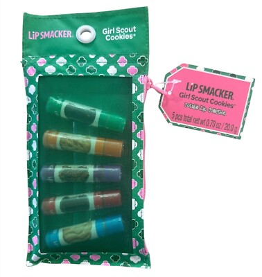 Vintage Bonne Bell Lip Smacker Girl Scout Cookies Lip Balm Set 6pc w/Zip Pouch