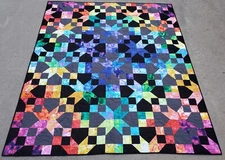NEW~ Rainbow Starblast Patchwork Lap Quilt 60" x 70" Robert Kaufman Wishwell