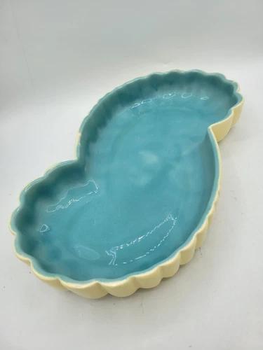 Vintage MCM Haeger Blue Shallow Console S Shaped Pottery Versatile Dish