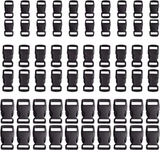 60 Pcs Black Plastic Contoured Side Release Buckle for Paracord Bracelet 3 Size