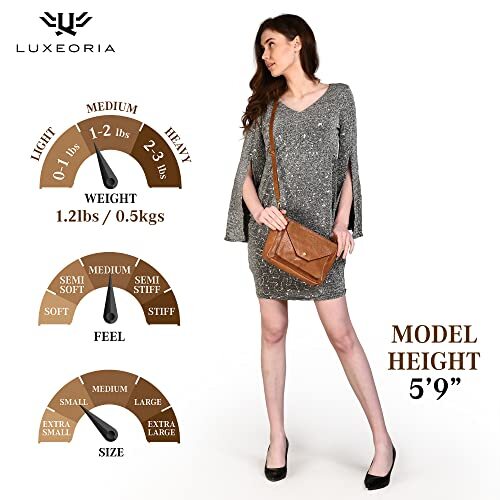 Genuine Leather Small Crossbody Bags for Women, Travel Light Brown Dazzle
