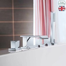 EVOLUTION BATHROOM WATERFALL SHOWER BATH MIXER TAP 5 TAP HOLE CHROME TUB FILLER