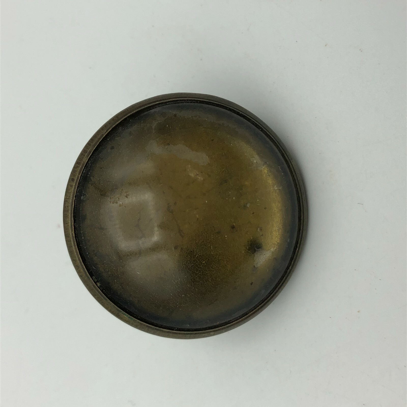 Horse Bridle Rosette Brass Glass Vintage Antique 1-1/2" Diameter Older Rough