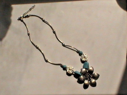FLOWER NECKLACE TURQUOISE BLESSED BY NATIVE AMERICAN BLUE PAGAN - Picture 8 of 12
