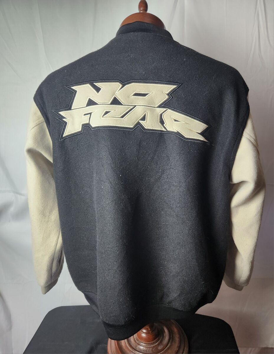 🚨🔥Vintage 90s No Fear Wool Bomber Varsity Jacket Large 🚨🔥Vintage 90s No Fear Wool Bomber Varsity Jacket Large