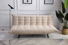 Modern Elegance: Beige Multi-Functional (Lounge) Futon Sofa Bed