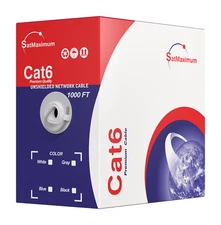 CAT6 Ethernet Cable 1000FT 23AWG CCA Network Solid Bulk Wire, Pull Box, Gray