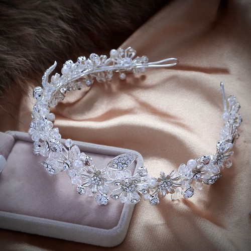 Crystal Flower Headband -Leaves Flowers Tiara Bridal Headbands Wedding Headpiece