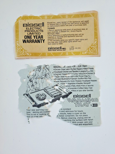 Bandeja de calentamiento eléctrica vintage 1980 Bissell Trivette placa caliente 155-00 FUNCIONA - Imagen 7 de 7