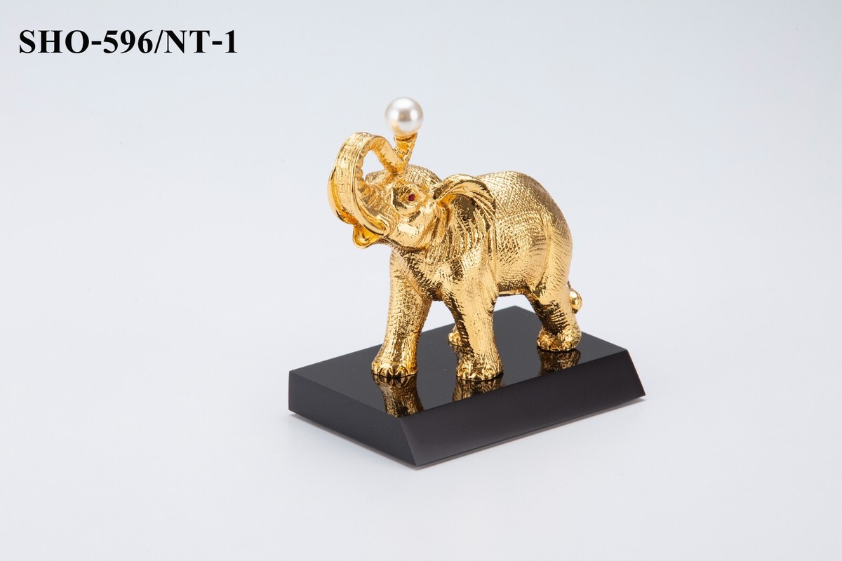 ★BLUE ELEPHANT★ DEMIA gold Set of 2 Dalax- 10” (H) Gold Color Elegant Elephant Statue