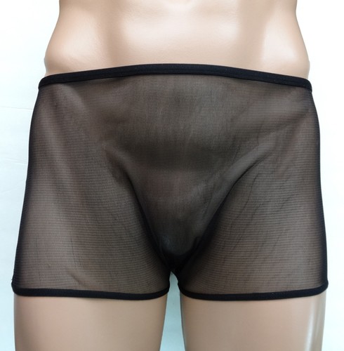 K4167 Mens Tulle Net Boxer Brief Flat Front Shorts - Bild 2 von 5