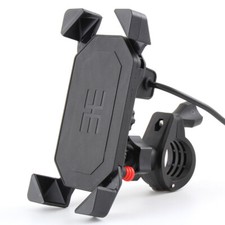 Motorcycle ATV UTV Cell Phone GPS Handlebar Mirror Mount Holder USB Charger US