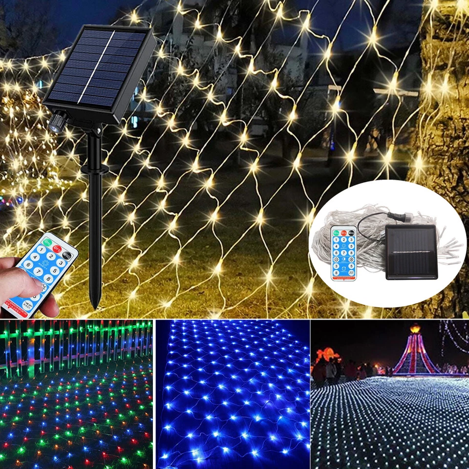 96/192LED Christmas Net Mesh Outdoor LED Fairy Light Solar Powered String Lights - Image 2 of 4