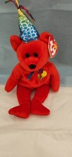 TY Beanie Baby - HAPPY BIRTHDAY the Bear (2007 Red Version) (9 inch) - MWMTs