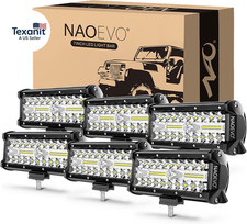 7 Inch LED Light Bar, 720W 72,000LM Offroad Fog/Driving Lights LED Tractor Light