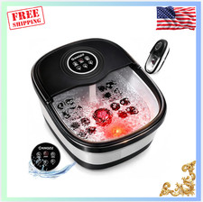 New Collapsible Foot Spa Bath Heat Remote Bubble Massage Red Light Timer Foldabl