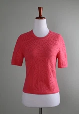 CHRISTIAN LACROIX Pink Damask Jacquard Knit Sweater Top Size US Medium