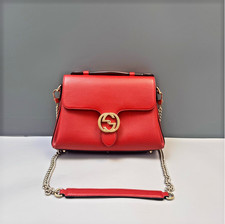 Authentic Gucci GG Marmont Small Flap Bag Pebbled Leather Shoulder Bag Red eBay
