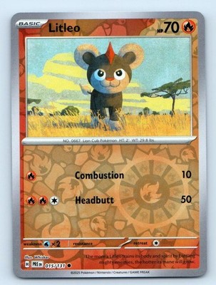 Litleo 015/131 Common Prismatic Evolutions Pokemon Reverse Holo Near Mint
