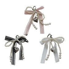 Cute Pearls Bows Keychain Alloy Keyring Fashion Bag Pendant For Bags And