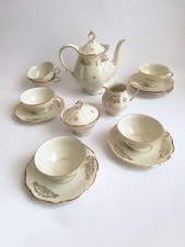 Set da tè completo MITTERTEICH BAVARIA porcellana fine Vintage bianco oro fiori