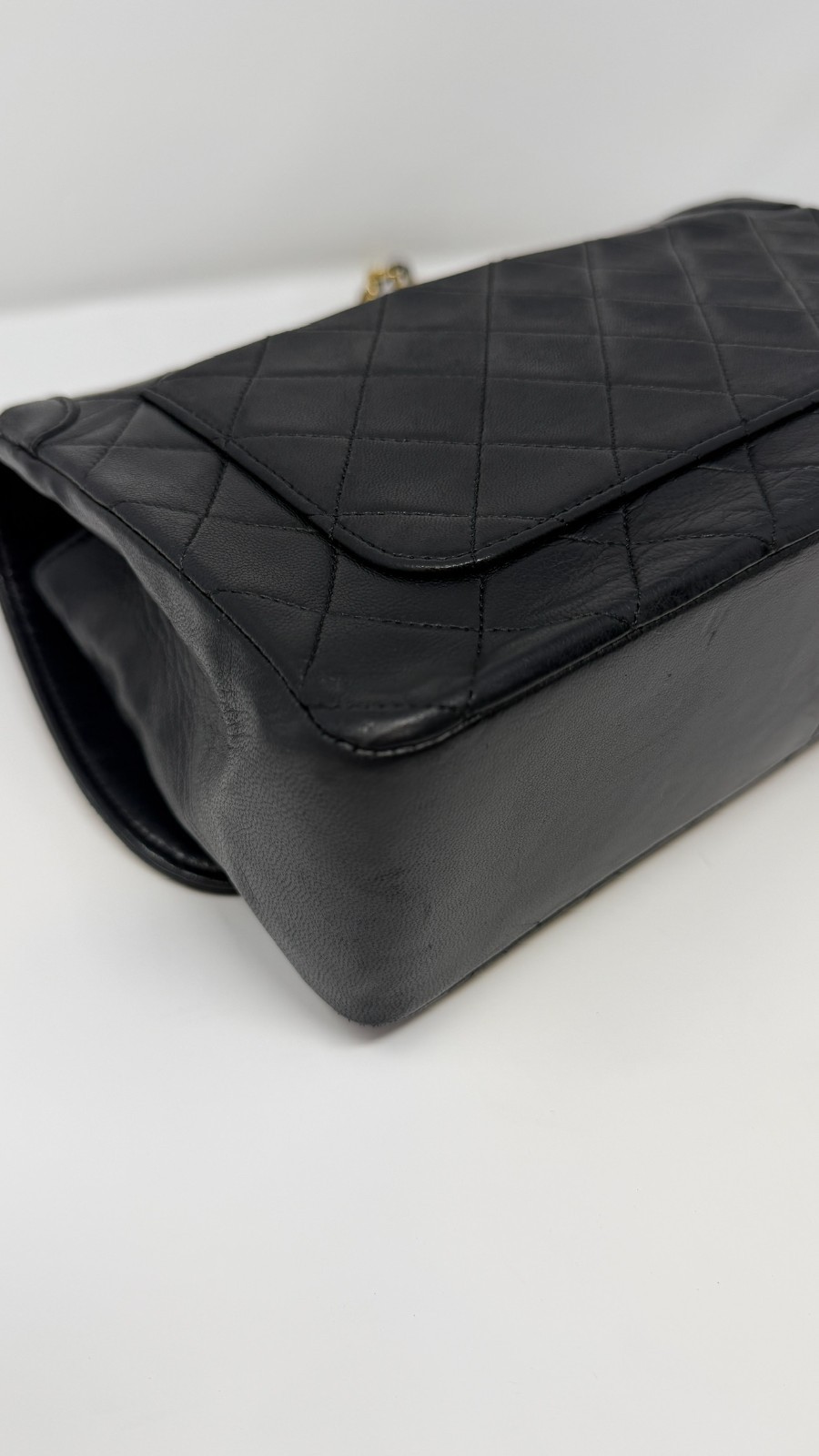 Vintage Chanel Black Lambskin Medium Half Flap Bag Gold HW 1989-1991 w/Wallet thumbnail 10