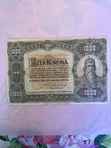 Hungary  1000  Korona  1.1.1920  Series  B 10 Circulated Banknote CCA