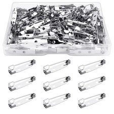 100 Pcs Bar Pins - Silver Brooch Clasp Pins For Badges, Diy Craft, Sew