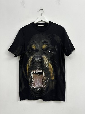 $900 Auth Givenchy Mens T-Shirt Black Rottweiler Dog Graphic Tee Small  S