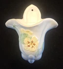 1930s WELLER POTTERY Panella Nasturtium Blue Floral Wall Pocket