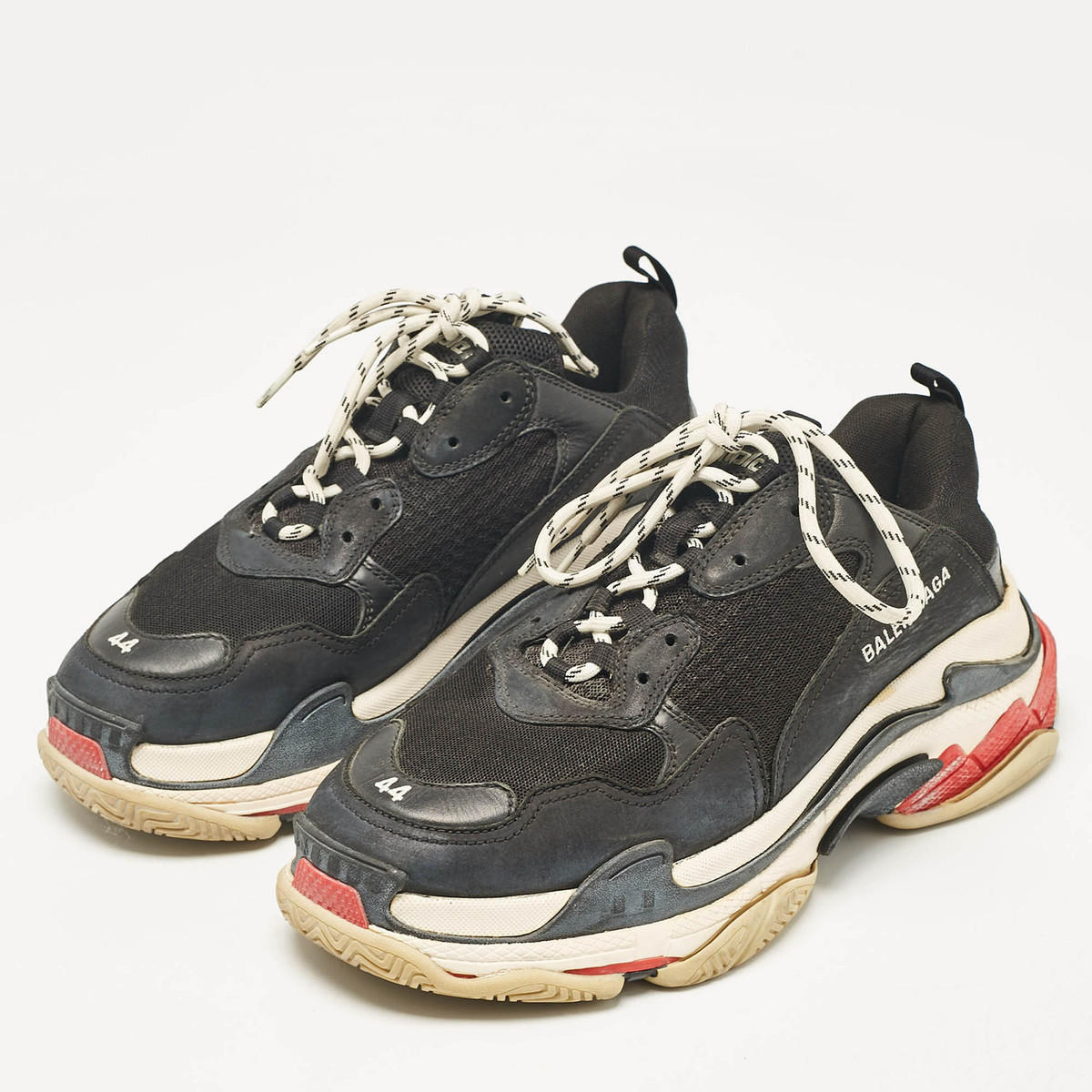 Balenciaga Black Leather and Mesh Triple S Sneakers Size 44 Balenciaga Black Leather and Mesh Triple S Sneakers Size 44