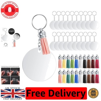 Erstellen Sie einzigartige Schlüsselanhänger: 80 Stück Acryl Kreis Rohlinge & bunte Quasten Set