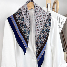 100 Silk Mulberry Scarf Neckerchief Women grid Print Small 68X68cm Wrap new