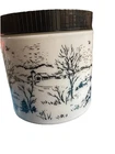 Vintage 1960s Maxwell House Milk Glass Winter Scene Coffee Canister Black Lid