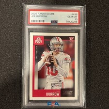 2020 PANINI SCORE JOE BURROW ROOKIE CARD OHIO STATE #438 PSA 10 GEM MINT. rookie card picture
