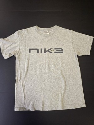 Vintage Nike Gray Spellout Logo T-Shirt Made in USA Mens Medium Y2K Graphic Tee