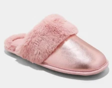 NEW Auden Women's Rae Metallic Scuff Slippers Pink Size Large (9/10)