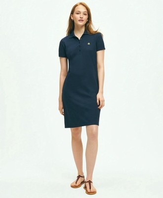 Brooks Brothers Pique Cotton Polo Dress Size M Navy Knit Golf Classic Preppy