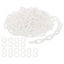 Plastic Chain Links, 30 Foot Safety Chains, White Chains Barriers,6mm