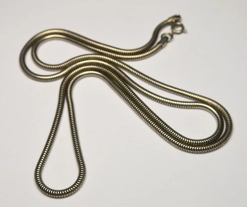 HEAVY & THICK SILVERED ROUND SNAKE LINK CHAIN NECKLACE 78cm