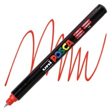 Posca Markers, Paint Marker, Red, 1MR Extra Fine Tip, Opaque, Metal Tip, Acrylic