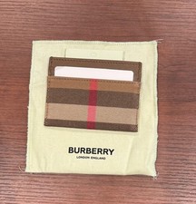 burberry check canvas and leather card case brown