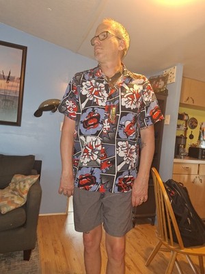 Fresh Prints Of Tokyo Men's Shirt XL All Over Manga Comics Anime NWT $8SHIPPING 