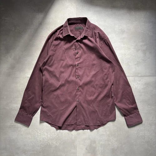 PRADA Prada Long Sleeve Shirt Dress Shirt Red Wine Red Bordeaux #QOIV5J