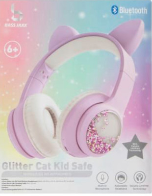 Glitter Cat Liquid Glitter Kid-Safe Bluetooth  Headphones With Mic