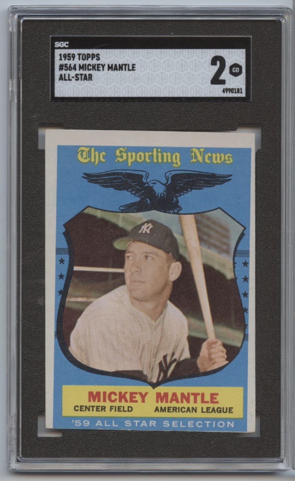 1959 Topps Mickey Mantle AS #564 SGC 2